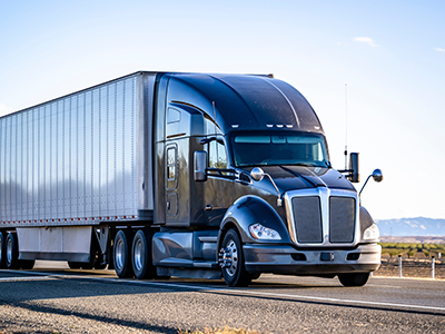 dry van truck on the highway