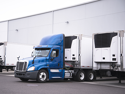 refrigerated reefer truck at dock